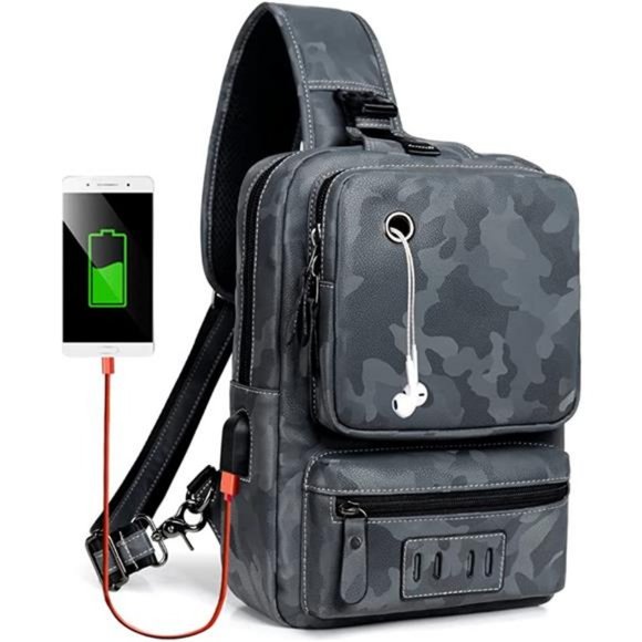 Small Black Sling Crossbody Backpack Shoulder Bag for Men - Picture 5 of 6